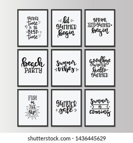 Summer typography poster set. Conceptual handwritten phrase T shirt hand lettered calligraphic design. Inspirational vector