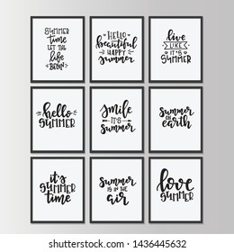 Summer typography poster set. Conceptual handwritten phrase T shirt hand lettered calligraphic design. Inspirational vector