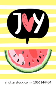 Summer typography poster with watermelon.