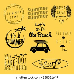 summer typography sticker set