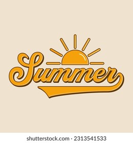 Summer typography with sunset vintage style for t shirt design, cover or etc.