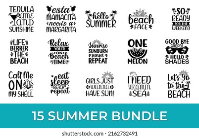 Summer Typography SVG Designs Bundle. Summer quotes SVG cut files bundle, T shirt designs bundle, Quotes about summer, Summer Cut File Circuit, Silhouette, Cameo