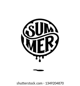 Summer. Typography for t shirt. Handwritten circular calligraphy lettering for greeting cards, posters, prints for home decorations. Vector illustration