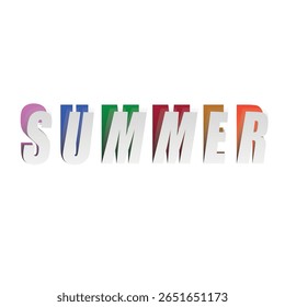Summer typography text effect vector design . Editable Peel off text effect flat vector illustration.