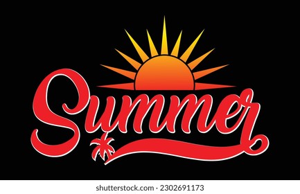 Summer typography t-shirt design, sea beach, sunset, vector, graphics, illustration, typography t-shirt design