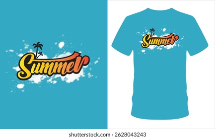 summer typography t-shirt design,tree ,hot summer vacation design illustration