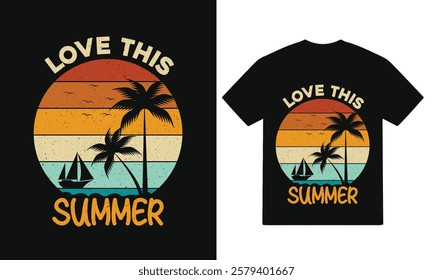 Summer and typography  T-Shirt vector,  Beach Vibes T Shirt Design Hot Summer Vector Template for Coastal Apparel, Sun and Sea T Shirt Design Vintage Style, Summer Graphic for Prints
