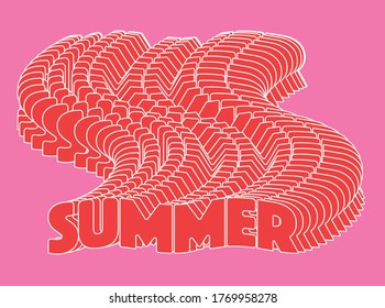 tipo de tipografía de verano.  ilustración rosa roja