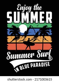 Sommertypografie, Vektordesign des T-Shirts