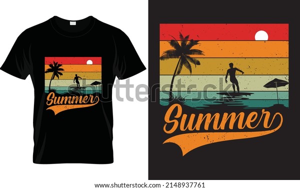 Summer typography vector vintage t-shirt design\
Premium Vector