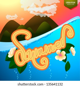 Summer Under Water Poster - Background - Vector Illustration, Graphic Design Useful For Your Design