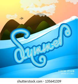 Summer Under Water Poster - Background - Vector Illustration, Graphic Design Useful For Your Design