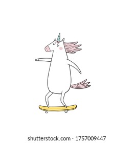 Summer Unicorn - cartoon vector print.