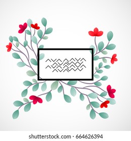 Summer unique floral pattern background banner. Can be used for embroidery, print or silkscreen on fabric.