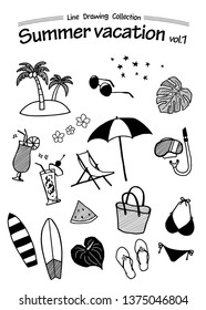 Summer vacation 1 -Line Drawing Collection-