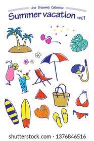 Summer vacation 1 -Line Drawing Collection (color)