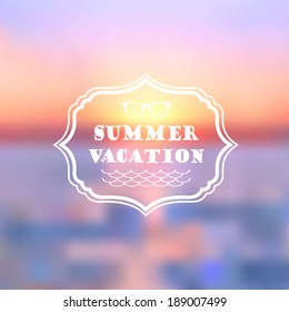 Summer vacation abstract background. Sunset on the sea beach illustration