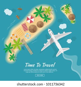 Summer vacation atoll tropical islands travel tourism vector of illustration