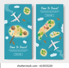 Summer vacation atoll tropical islands travel tourism of vector illustration