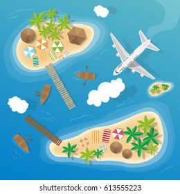 Summer vacation atoll tropical islands travel tourism vector of illustration