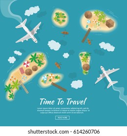 Summer vacation atoll tropical islands travel tourism vector of illustration