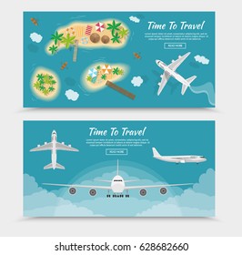 Summer vacation atoll tropical islands travel tourism vector of illustration