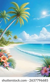 Summer Vacation Background – Free Vector Template for Download - Free Download of Summer Ocean View Background - Sunset at the Beach – Free Summer Background in Vector