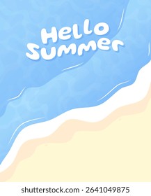 Summer vacation background on the beach. Beach water wave vector. Summer typography