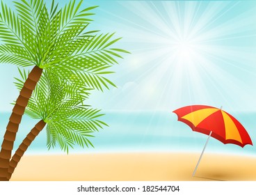 Summer vacation background with palm trees