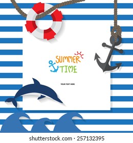 summer vacation background, sailor concept, flat icon, text can be add for advertising, wallpaper, greeting card