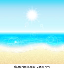 Summer vacation background. Tropical sun, sea and beach. Summer holidays. EPS10 vector