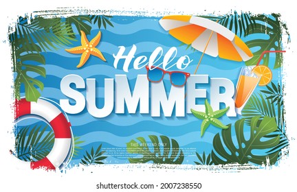 summer vacation baner layout design, vector illustration