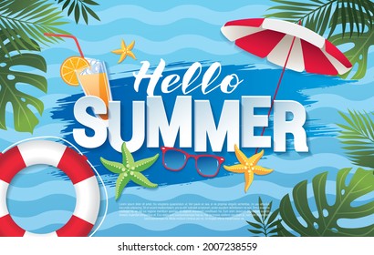 summer vacation baner layout design, vector illustration