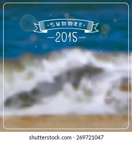 Summer Vacation Banner with Blurred Seaside. Vector Illustration.