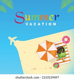 Summer vacation banner design template. 