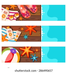 Summer vacation banner set