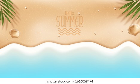 Summer vacation banners with glittering ocean and blue sky. Vector illustration