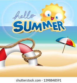 summer vacation at beach background illustration