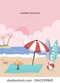 Summer vacation beach background vector illustration