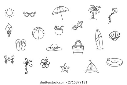 Summer Vacation Beach Doodle – Fun Tropical Summer Elements