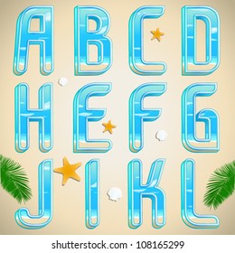 Summer vacation beach font, abc and numbers. Part 1
