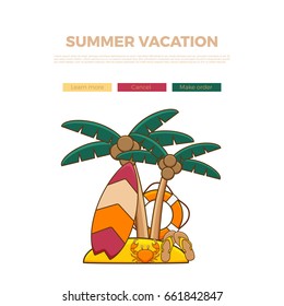 Summer vacation beach icon collection. 