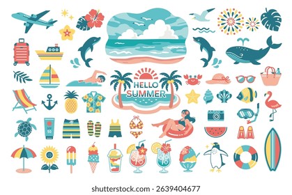 Summer Vacation and Beach Icon Set 