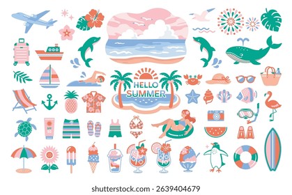 Summer Vacation and Beach Icon Set 