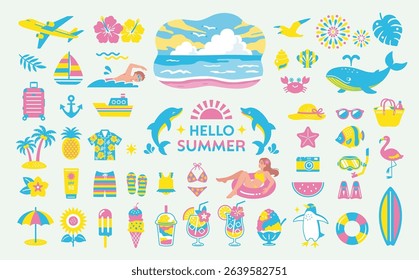 Summer Vacation and Beach Icon Set