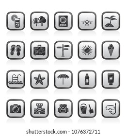 summer, vacation and beach icons - vector icon set