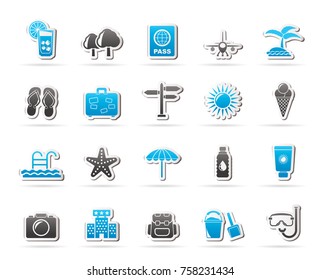 summer, vacation and beach icons - vector icon set