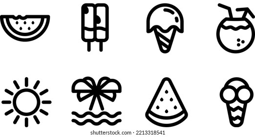 Summer, vacation, beach line icons set. Thin line icons set. Simple vector icons eps10