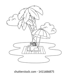 summer vacation beach objects cartoon