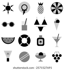 Summer vacation beach relax holiday objects on white background isolated vector illustration 